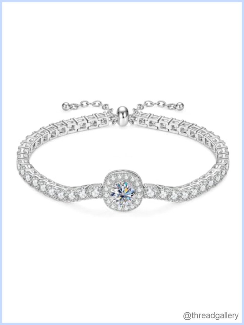 Moissanite Tennis Bracelet 14K Gold Plated Adjustable Chain Women